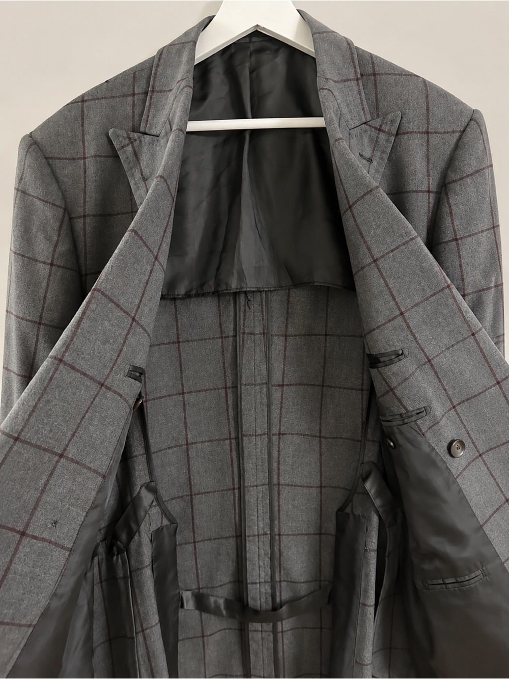 Women's Gray Windowpane Tailored Blazer